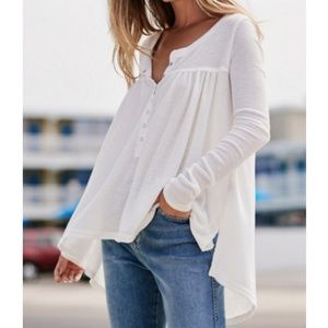 Free People Kai henley shirt in WHITE